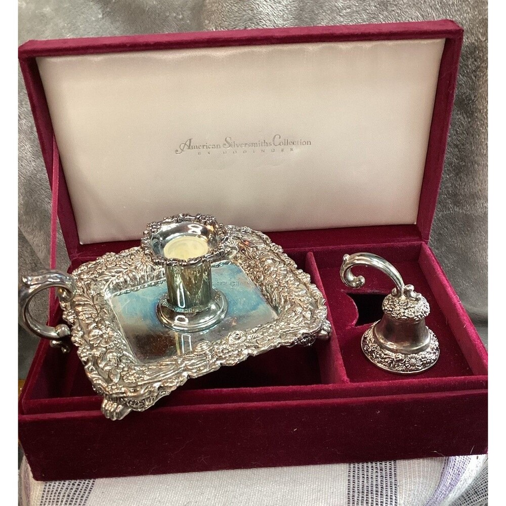 Vintage Tiffany's by Godinger Silver Candle Holder with Feet & Snuffer Boxed